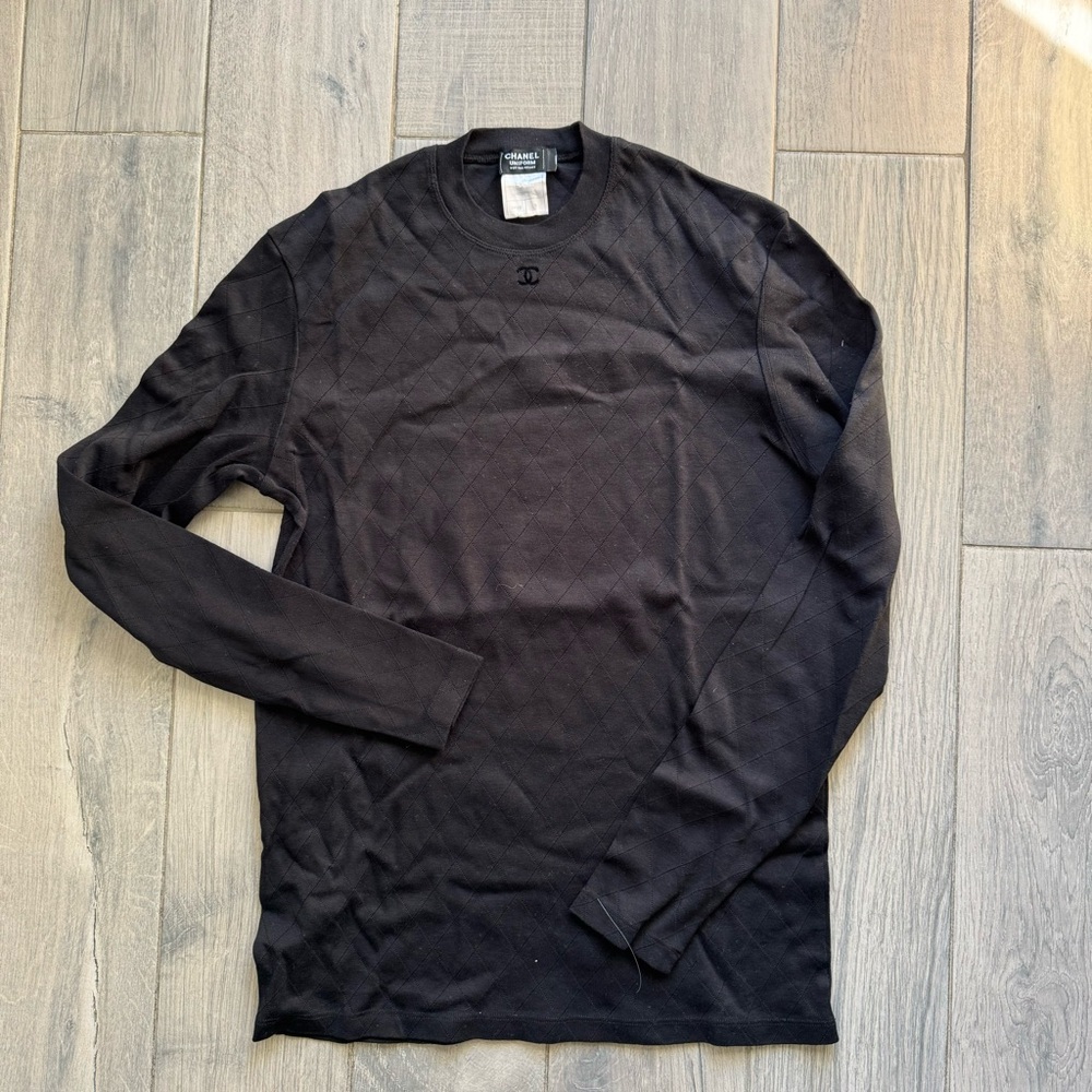 Chanel CC LOGO UNIFORM LONG SLEEVES BLACK T SHIRT